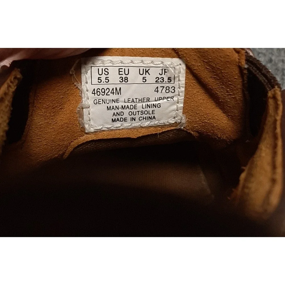 Timberland Slip On Loafers Mens 5.5 Brown Leather Round Moc Toe Shoes Casual
